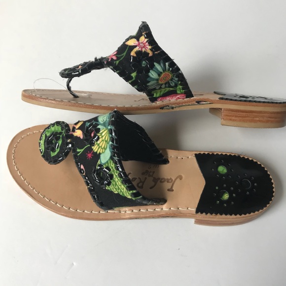Jack Rogers Shoes - Jack Rogers Black Floral Sandals Size 6